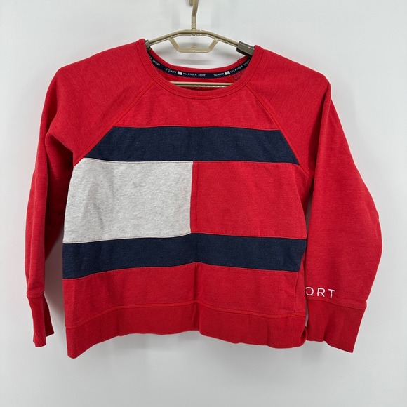 VTG Tommy Hilfiger Sport Big Logo Color Block Crewneck Sweatshirt Women's M - Picture 2 of 9